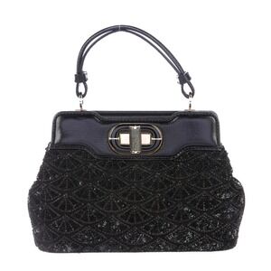 Blvgari Mini Embellished Isabella Rossellini Satchel Bag Black Sequin Bead Italy